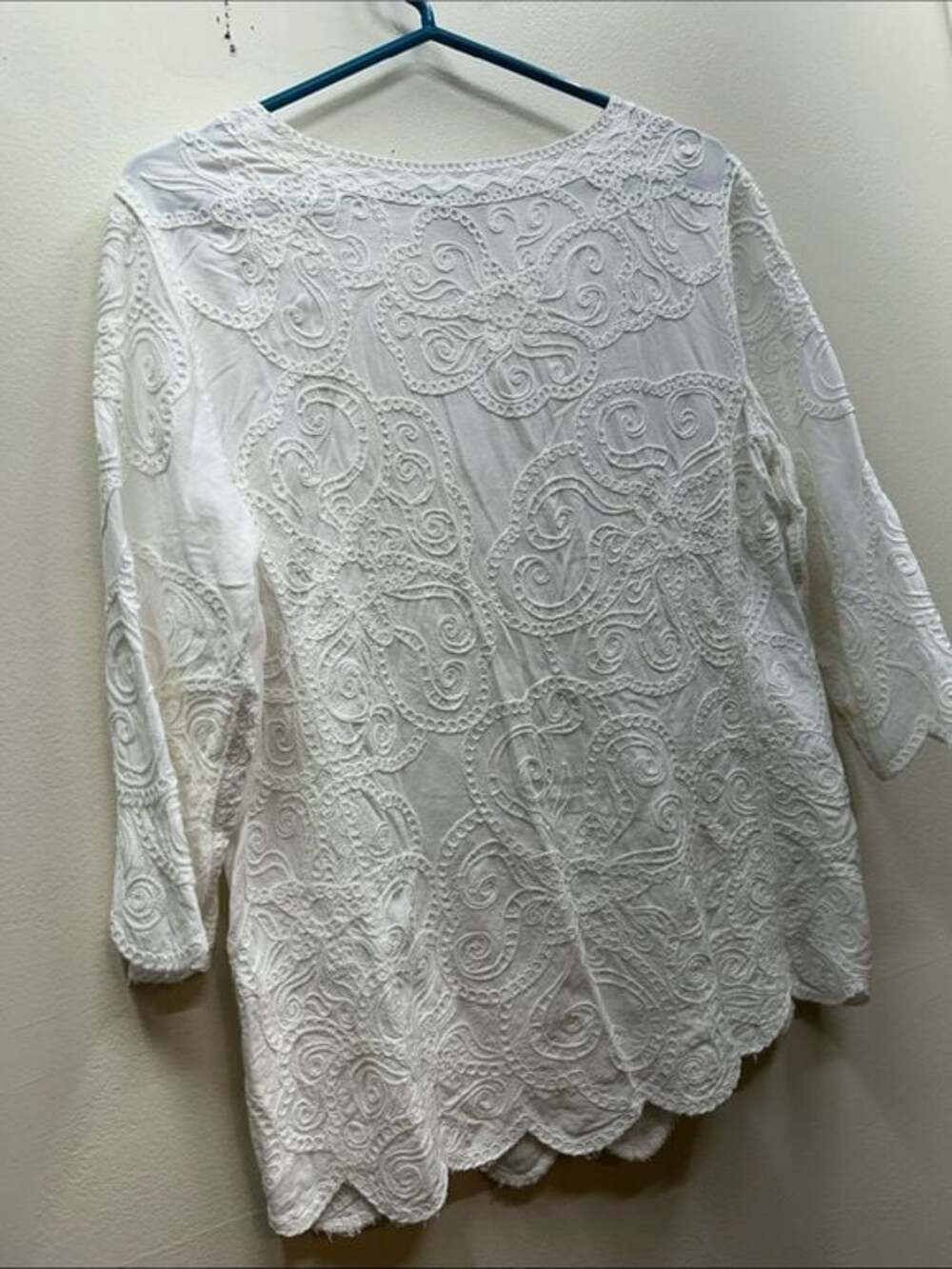 Chico's White Embroidered Scoop-Neck Blouse - Picture 7 of 11